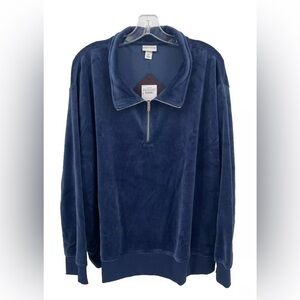 Ava & Viv Velour Pullover Navy Blue 1/4 Zip 4X NWT